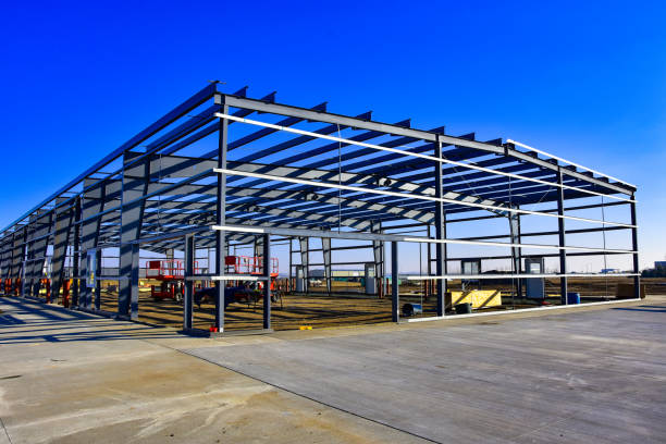 Steel framework of a commercial building under construction