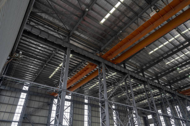 Interior steel framework of large commercial building structure