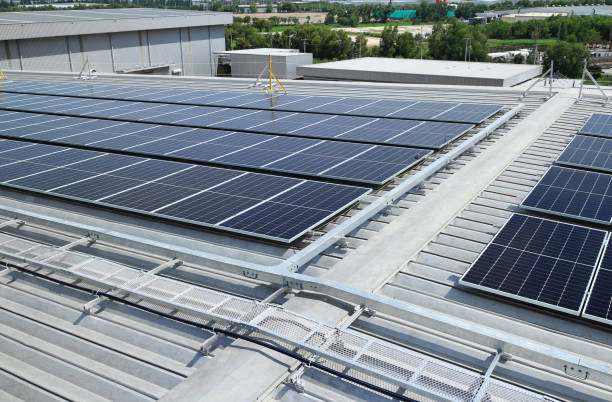 Pre-engineered steel building with efficient solar panels on the roof